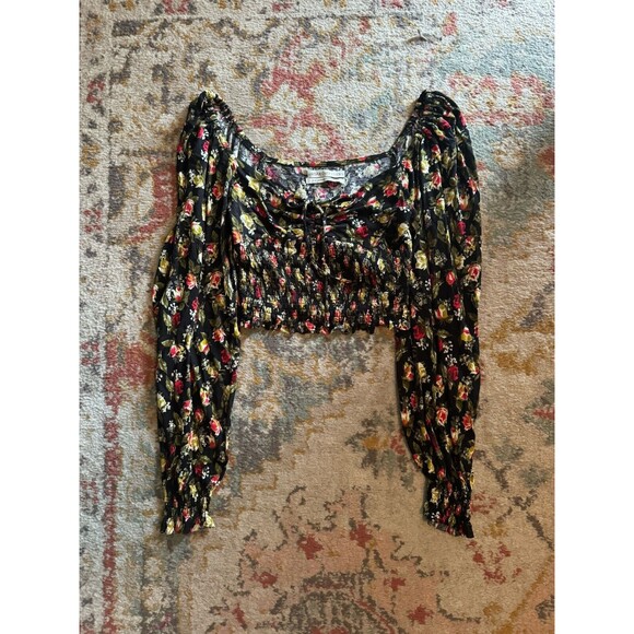 Urban Outfitters Tops - Womens Urban Outfitters Floral Crop Top Smocked Long Sleeve Size Small